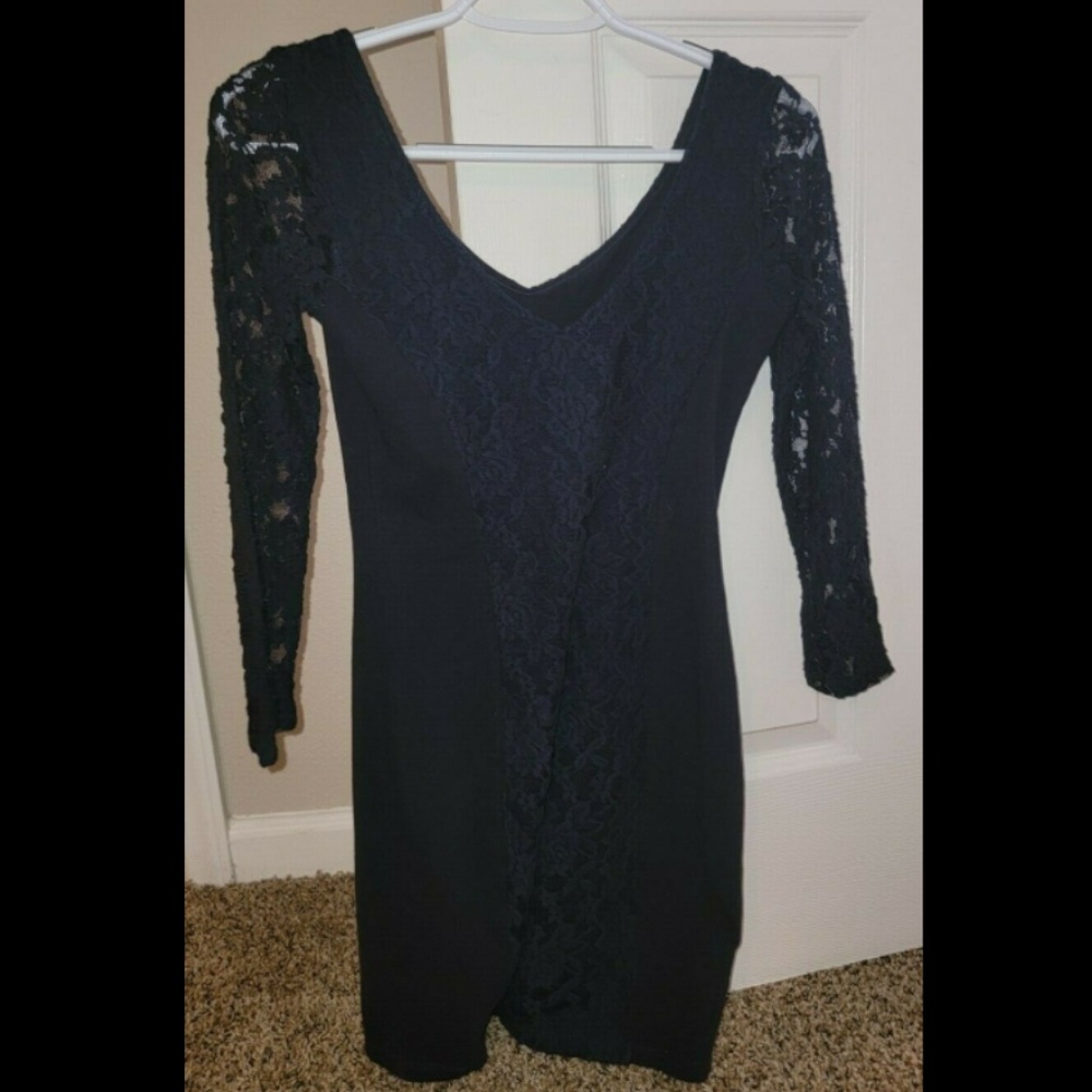 Abercrombie & Fitch Dress Off Shoulder Blue Lace